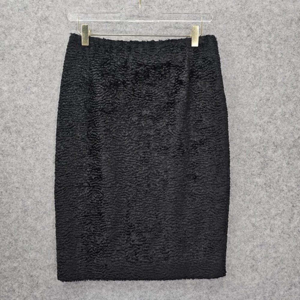 Henri Bendel Skirt Womens 6 Small Black Boucle Pencil Faux Fur Cocktail ITALY